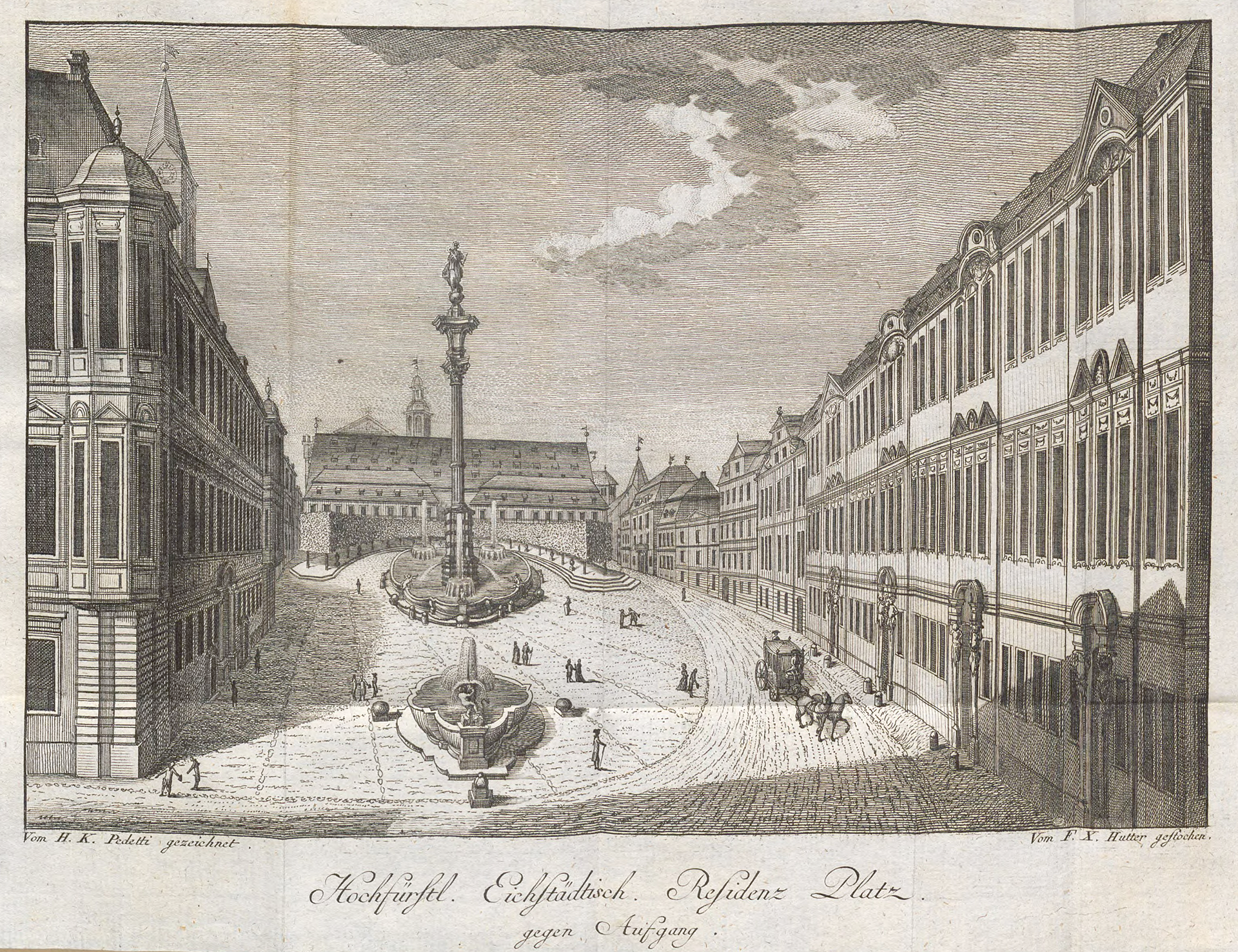Vue historique du Residenzplatz à Eichstätt